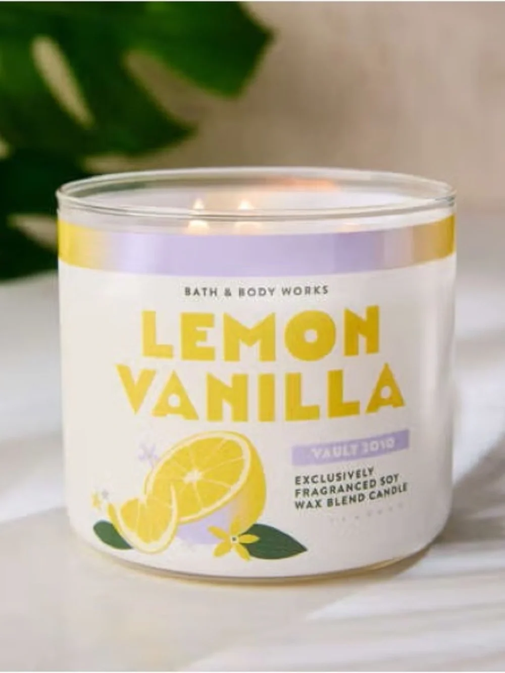 Bath & Body Works Lemon Vanilla 3-Wick Candle - Yellow & Lavender Accent - Picture 4 of 4